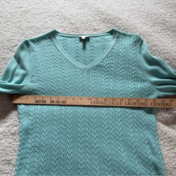 Talbots M Mint Green Cable Sweater - Picture 5 of 7